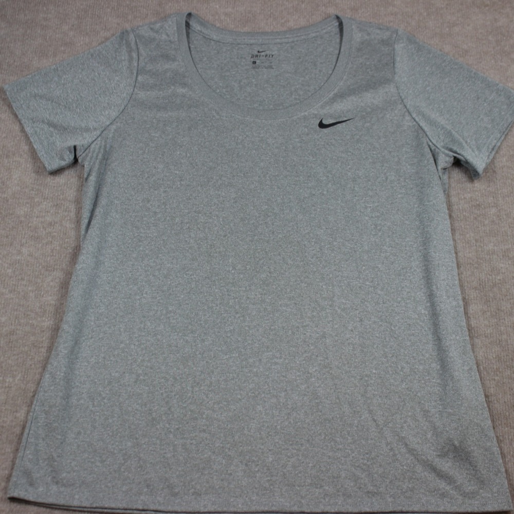 Nike Dri-FIT Womens XL Training T-Shirt Heather Grey Scoop Neck Activewear Tee